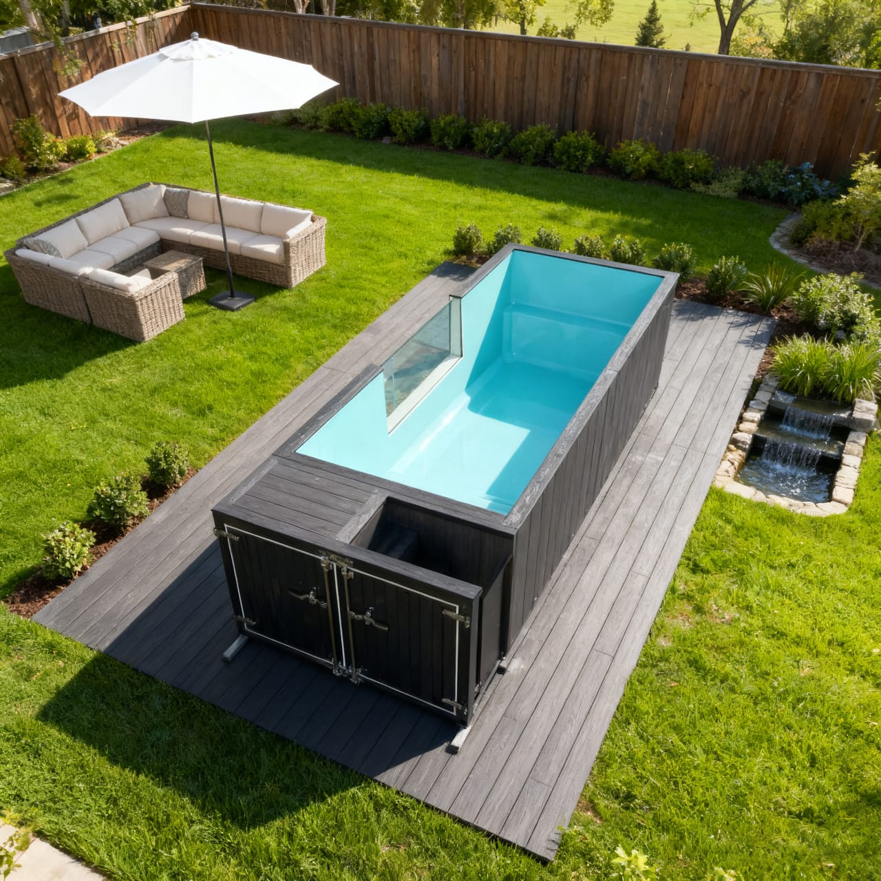 Familien-Containerpool aus Fiberglas